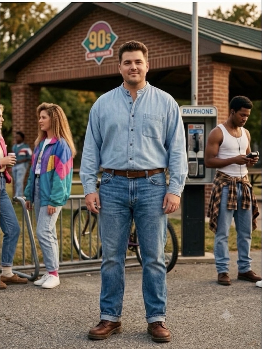 Vintage Structure Light Wash Denim Button-Up Shirt